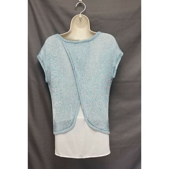 Chico's Blue Knit Double Layered Cap-Sleeve/Casual Tank Top size 0(US S/4) - Picture 4 of 4